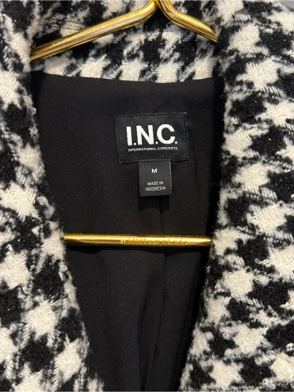 INC (International Concepts) Black and White Houndstooth Trench Coat - BRAND NEW